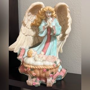 Antique Angel and baby Jesus figurine